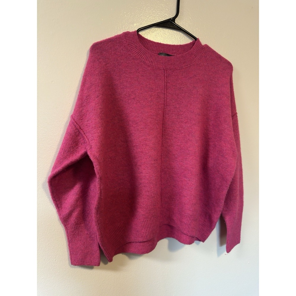 Vince Camuto Womens Pink Heathered Crewneck Seam Front Pullover Sweater Size M - Picture 2 of 10